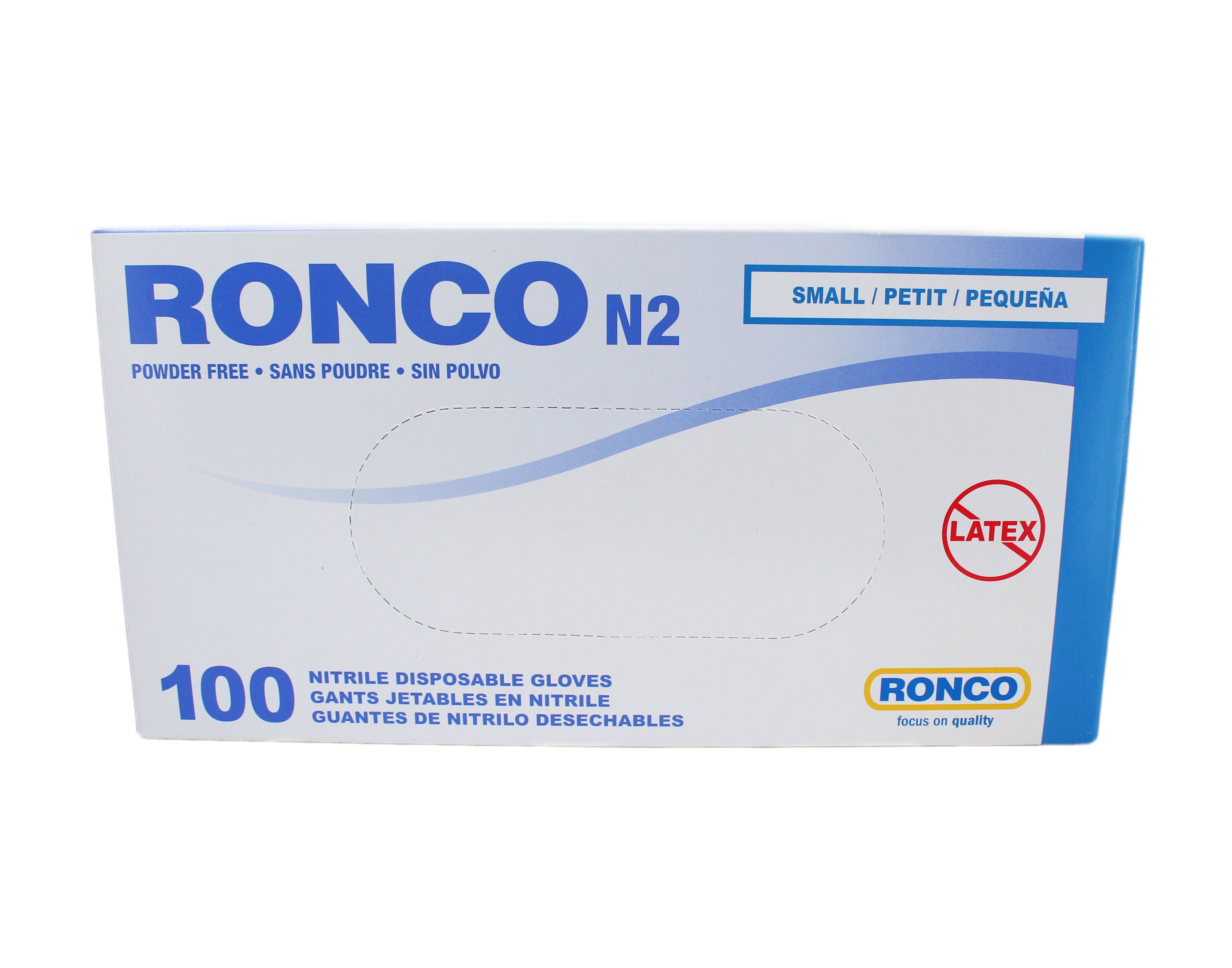 Ronco Nitrile Disposable Gloves Blue (Powder Free) Small (100/Box)